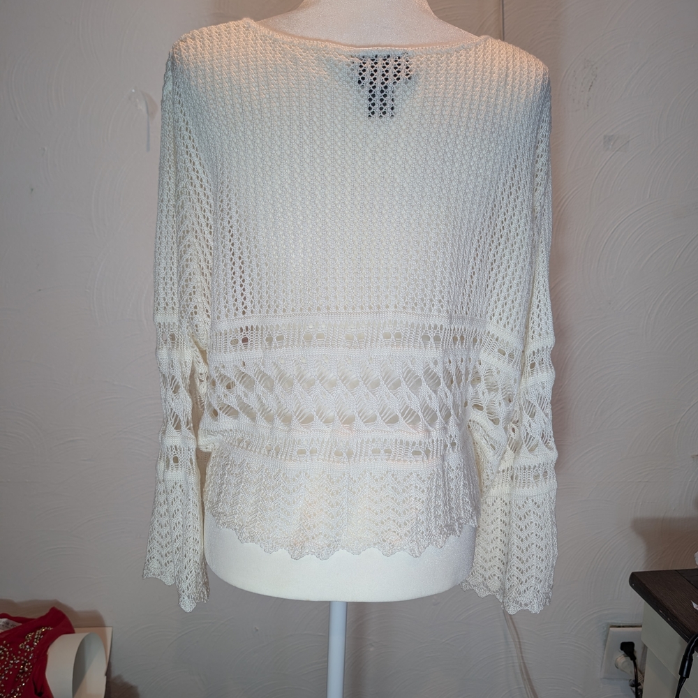 Pre-owned Lane Bryant White Crochet Sweater Size 22/24W - Picture 7 of 7